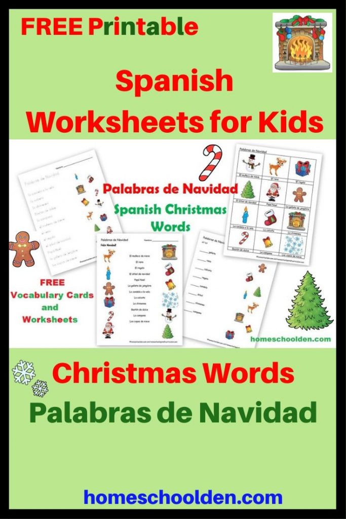 Free Spanish Worksheets Christmas Words Palabras De 