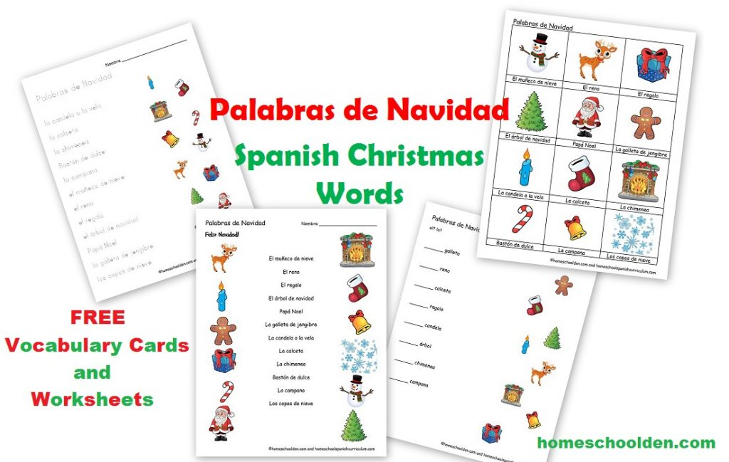 Free Spanish Worksheets Christmas Words Palabras De 