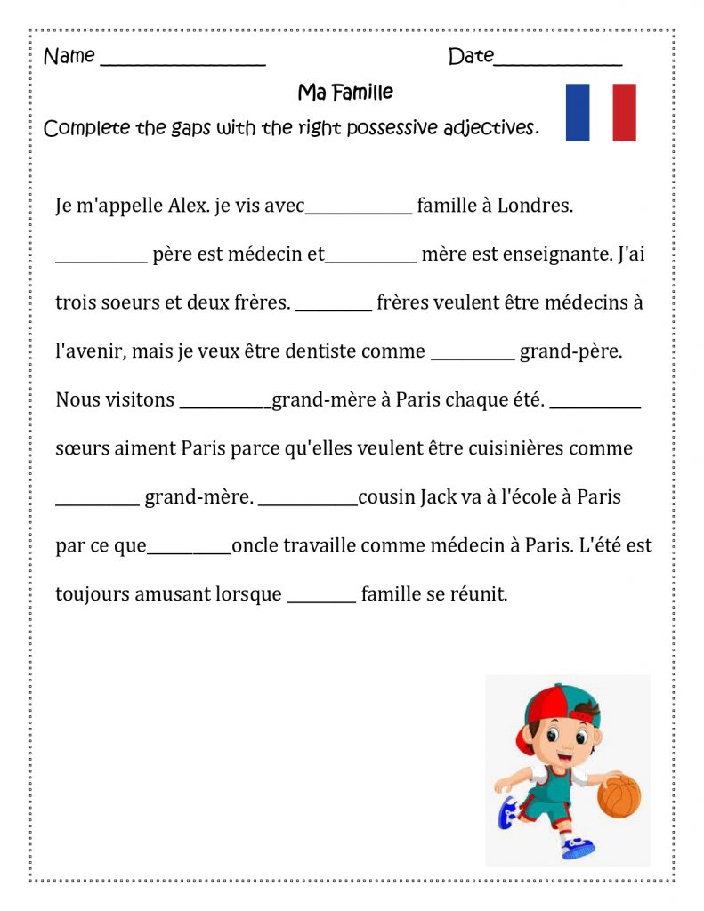 French Possessive Adjectives Les Adjectifs Possessifs