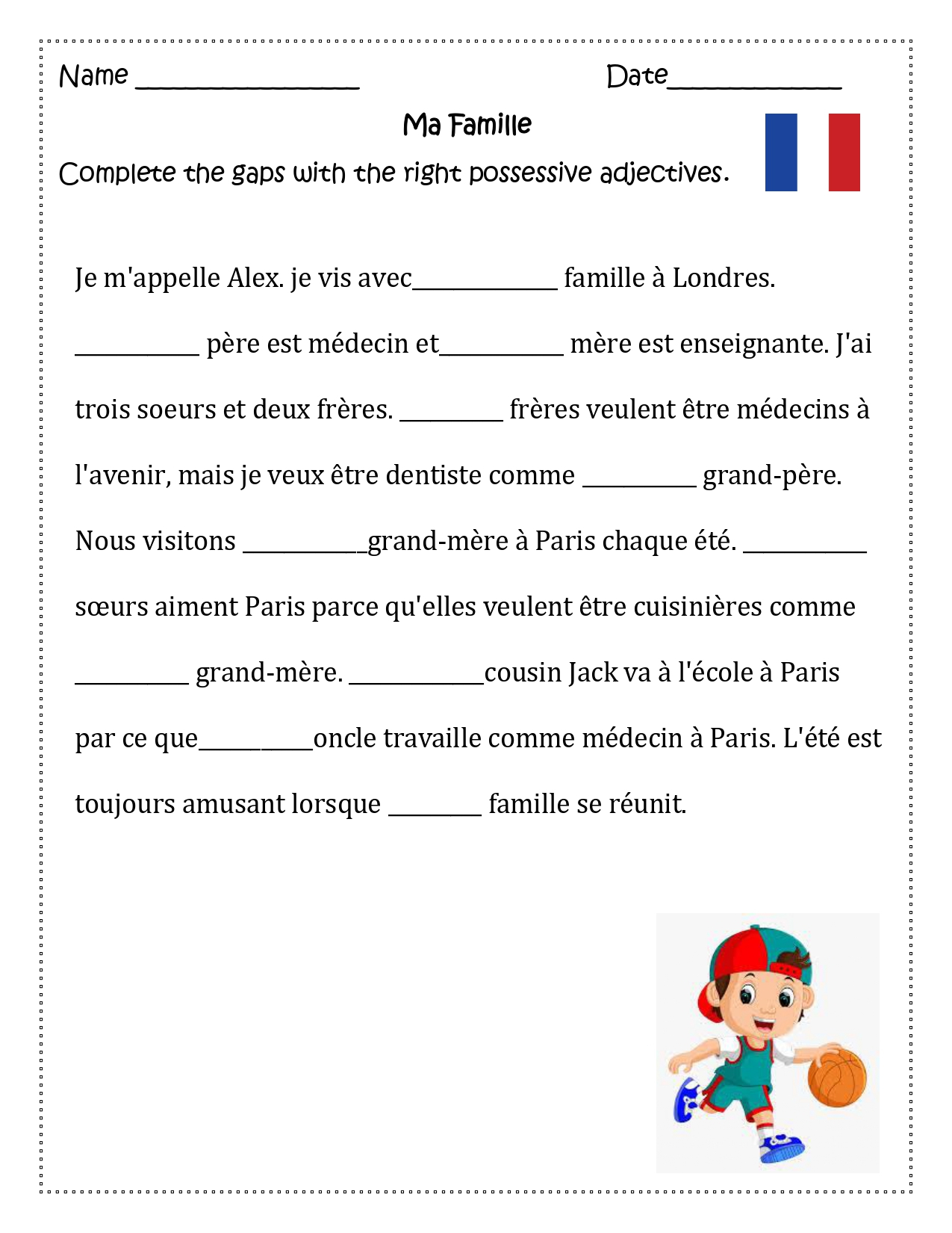French Possessive Adjectives Les Adjectifs Possessifs 