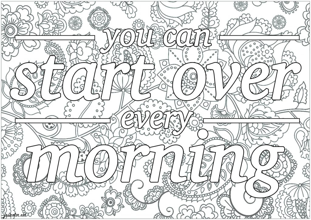 Get This Printable Adult Coloring Pages Quotes Start Over 
