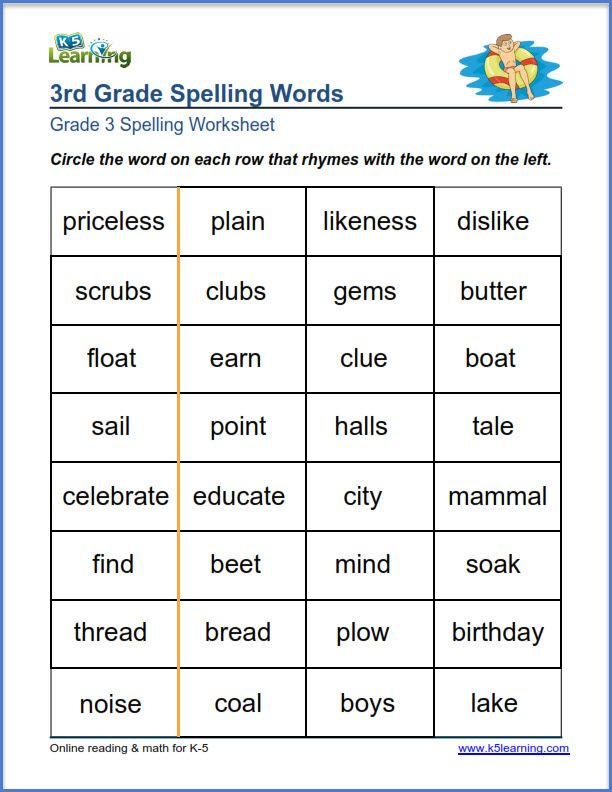 Grade 3 Spelling Worksheet Spelling Worksheets 3rd 
