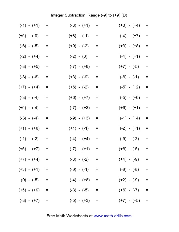 Grade 8 Math Integers Worksheets Printable 988 Free 