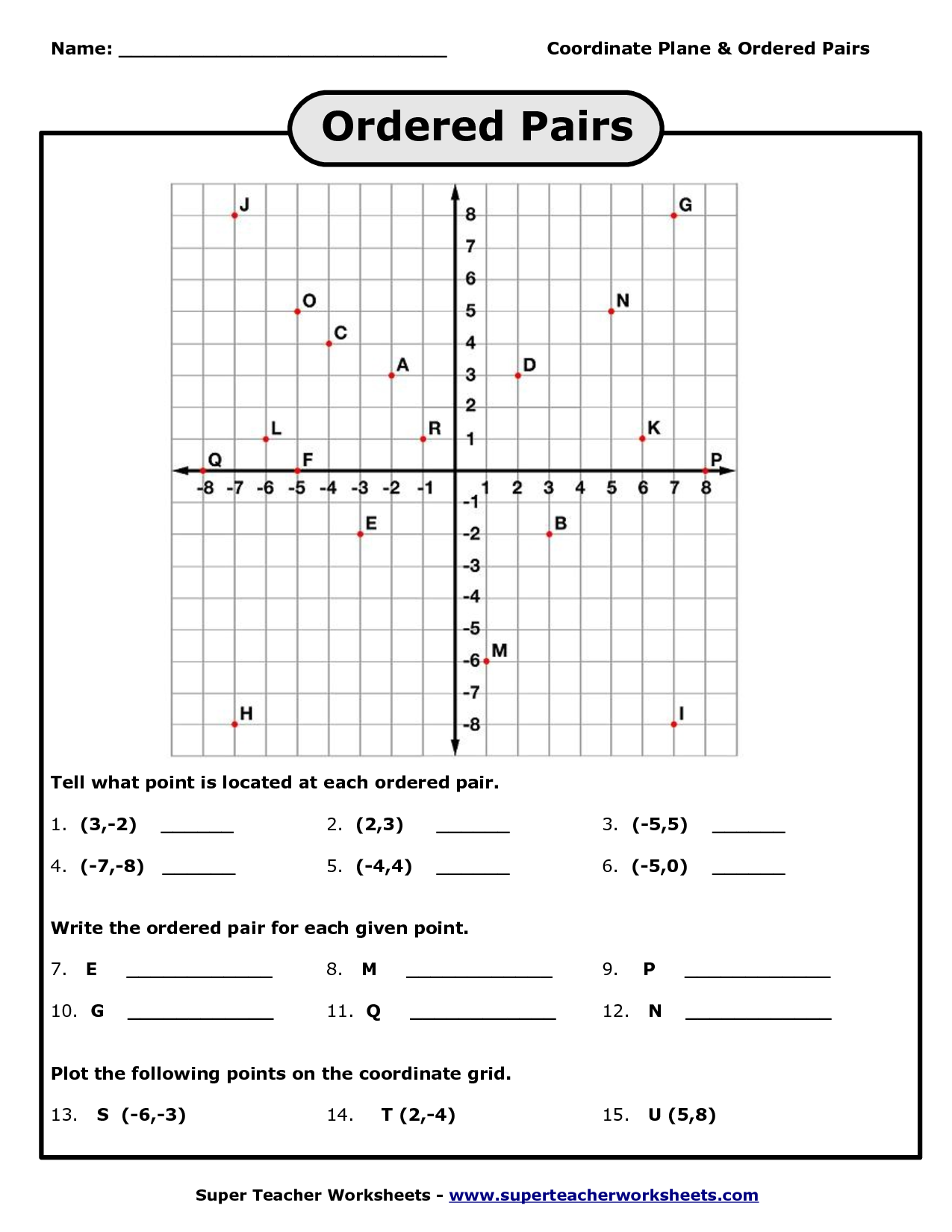 Graphing Points On Coordinate Plane Worksheet Coordinate 