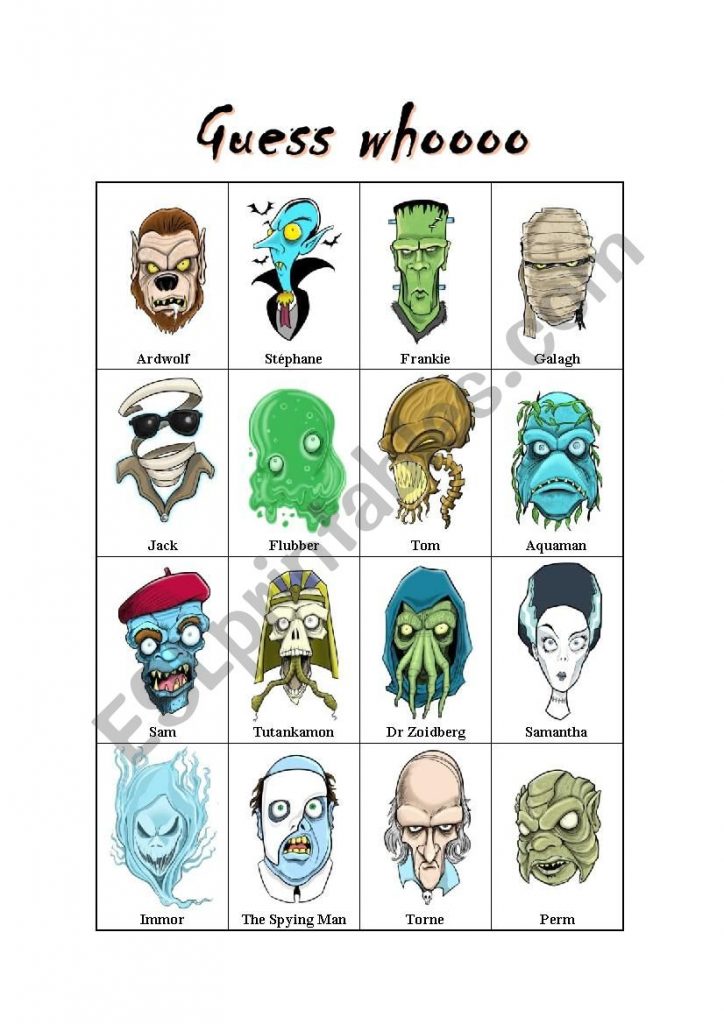 Halloween Guess Who ESL Worksheet By Gushy
