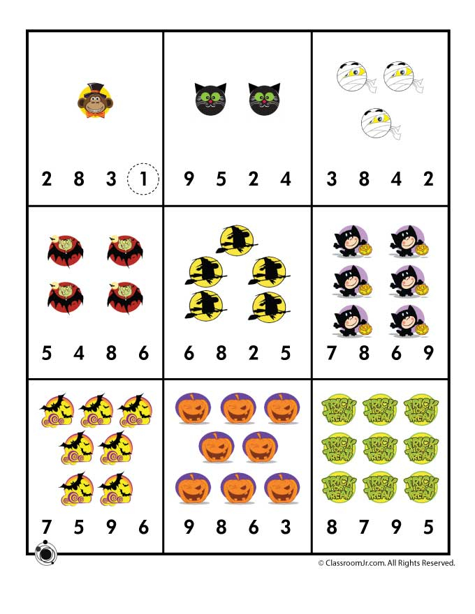 Halloween Number Recognition Counting Worksheet Woo 