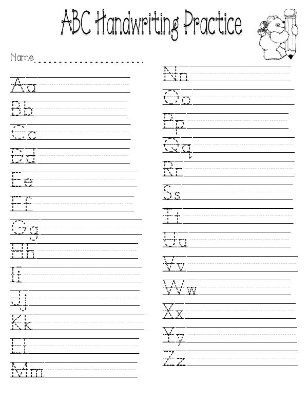 Handwriting Practice pdf Google Drive Alphabet Writing 