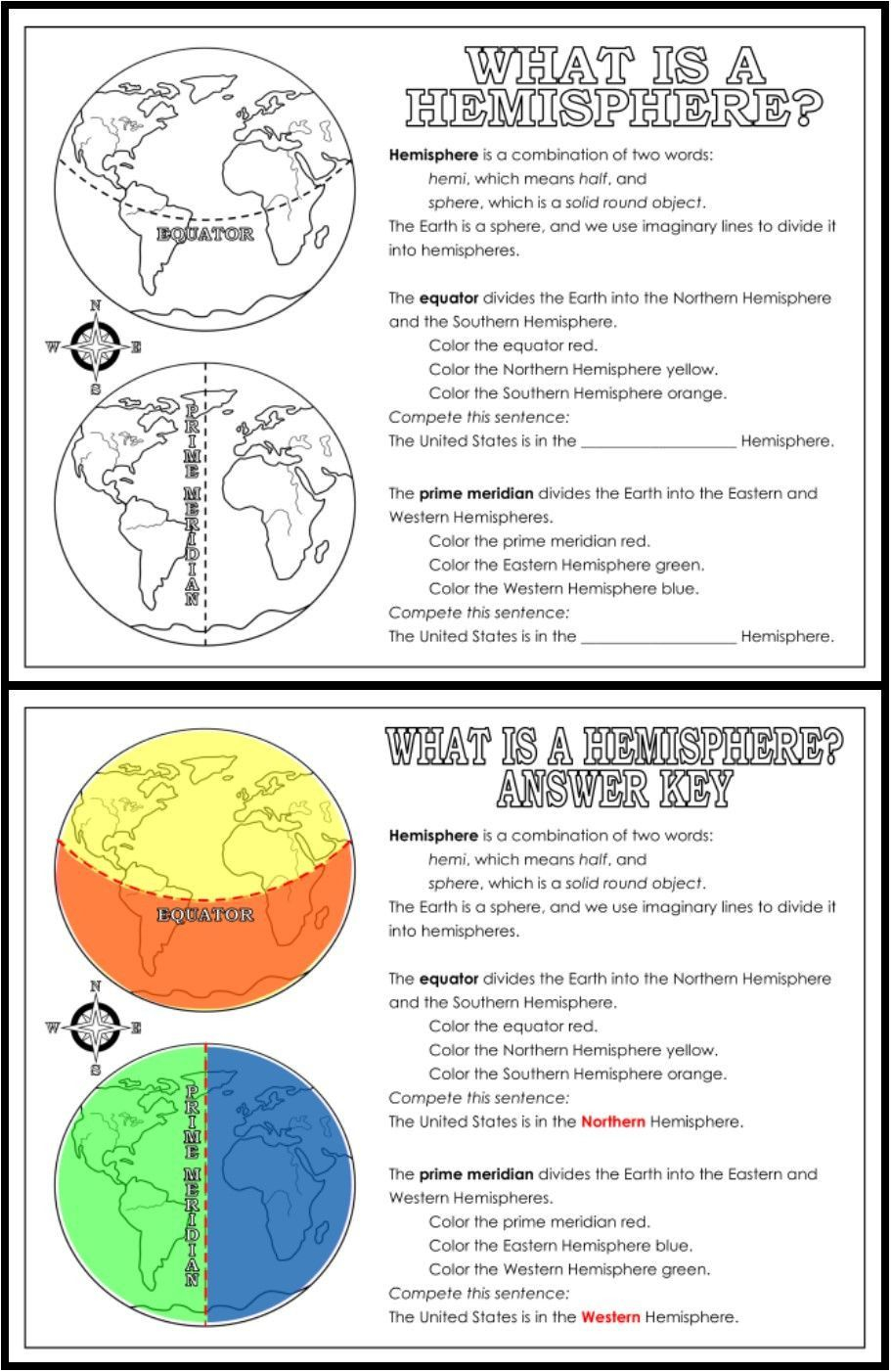 Hemisphere Worksheets 6th Grade Geography Worksheets 