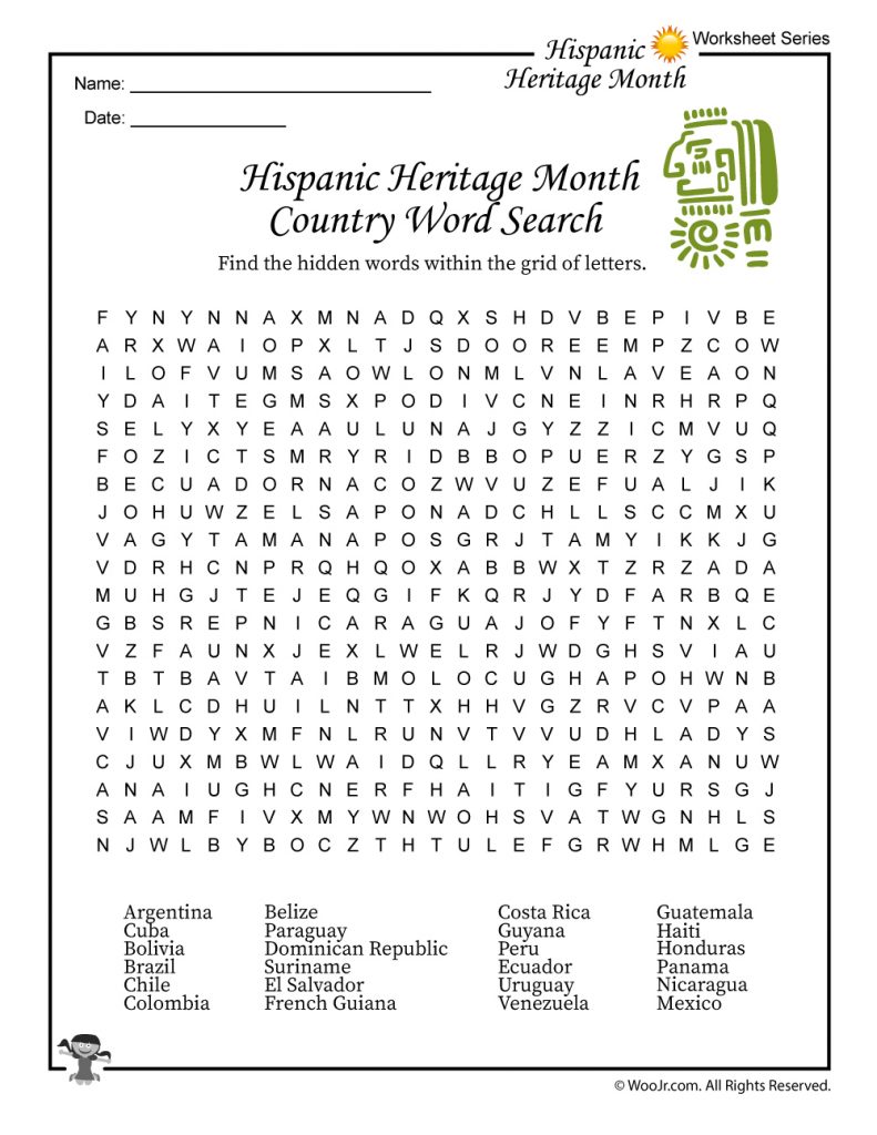 Hispanic Heritage Month Printable Worksheets Printable