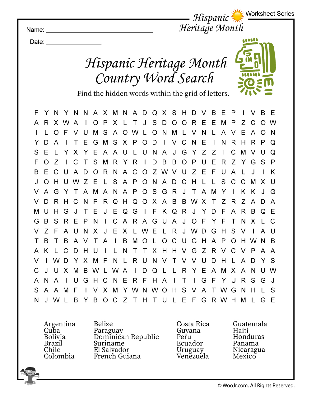 Hispanic Heritage Month Printable Worksheets Printable 