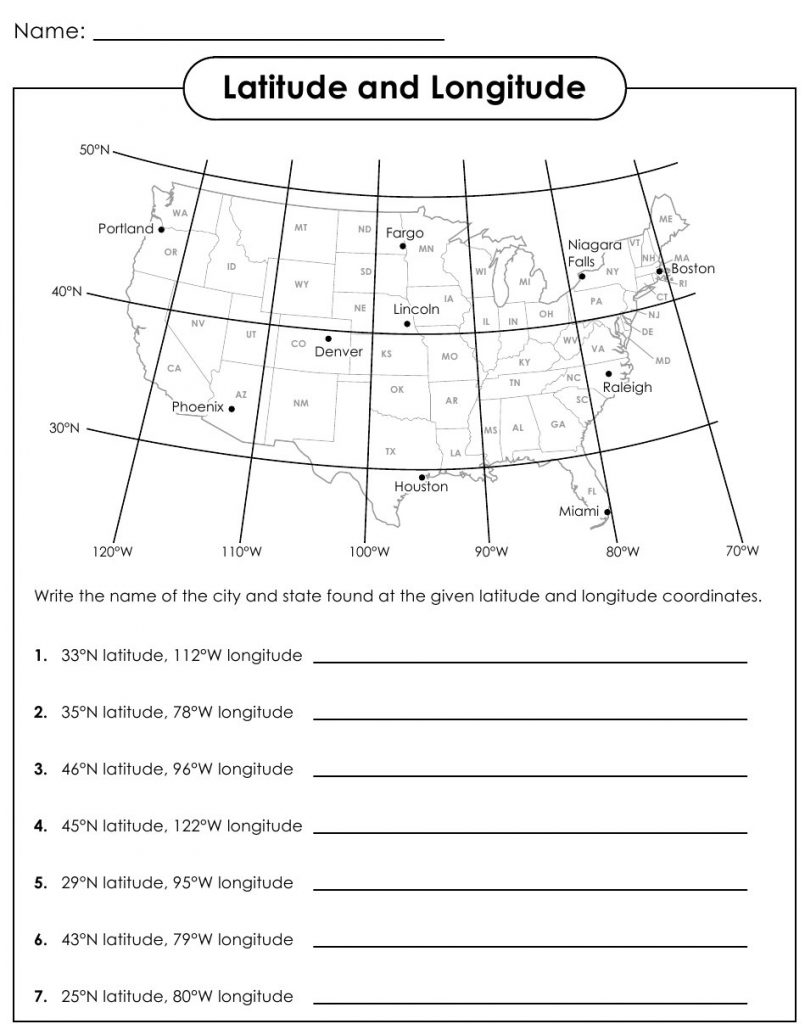 Latitude And Longitude Practice Worksheets Middle School