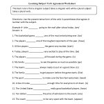 Learning Subject Verb Agreement Worksheet Verb