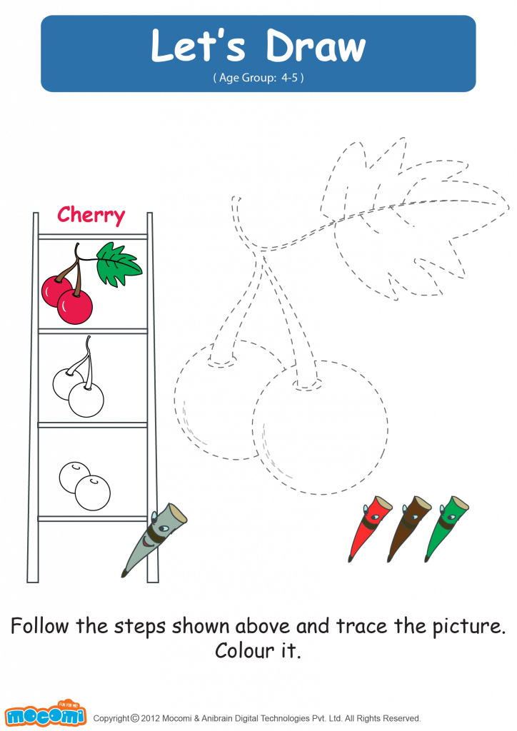Lets Draw Cherries Drawing Worksheets For Kids Mocomi