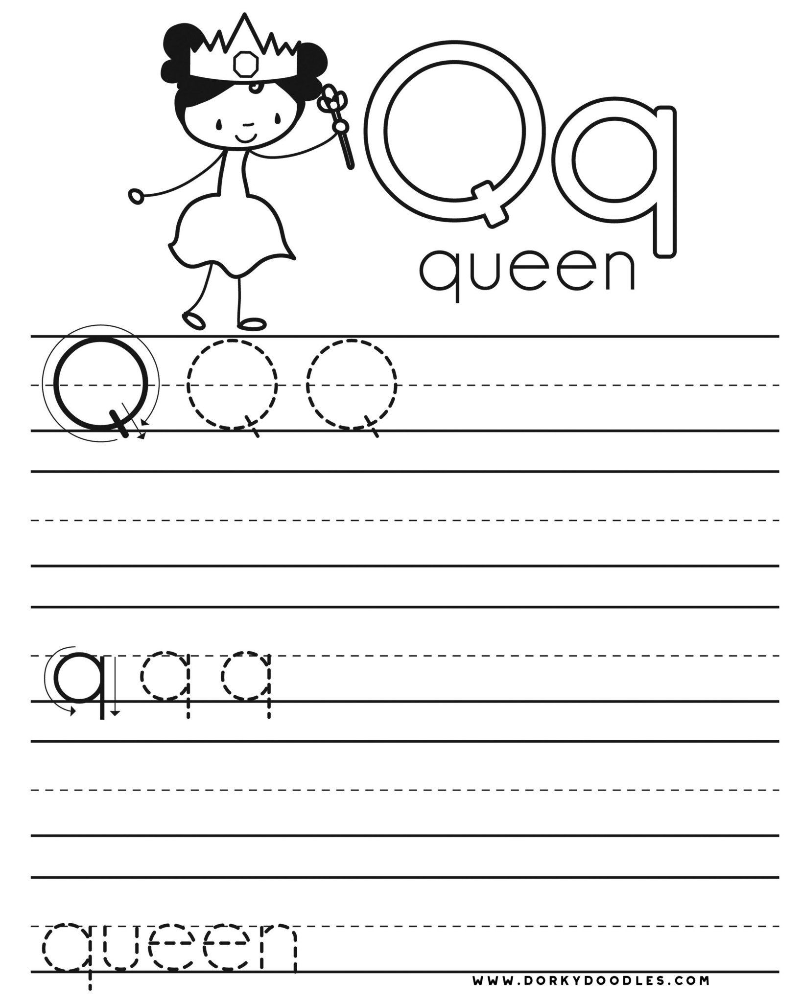 Letter Q Writing Practice Printables In 2021 Writing 