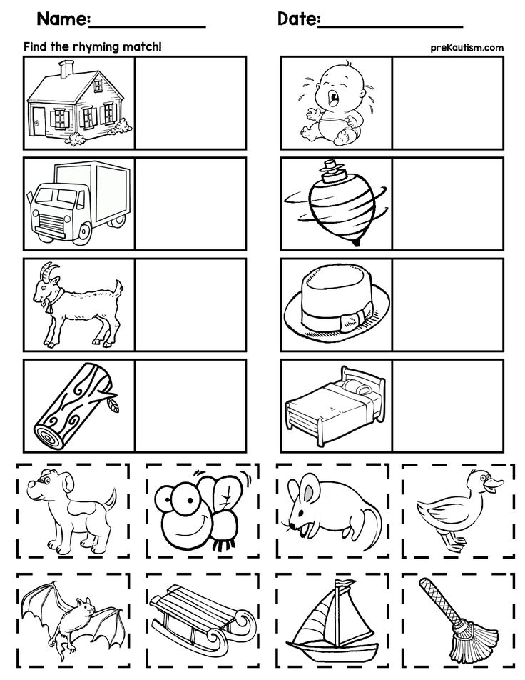 Matching Rhyming Words Rhyming Worksheet Rhyming Words 