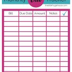 Monthly Bill Tracker Printable The Little Frugal House