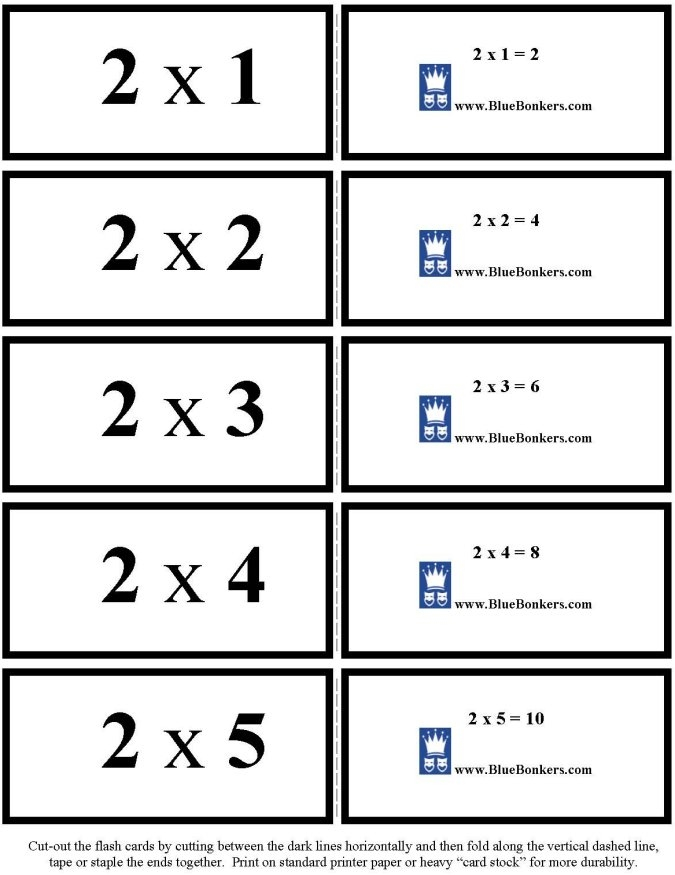 Multiplication Flash Cards Printable 1 12 Printable Cards