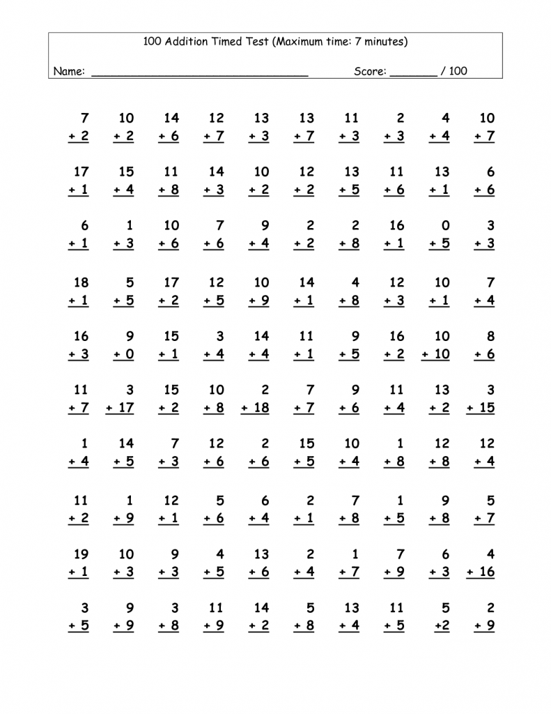 Multiplication Worksheets 100 Problems Times Tables