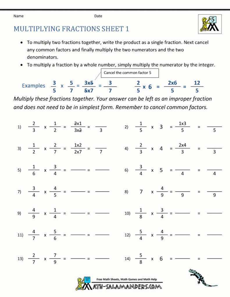 Printable Multiplying Fractions Worksheets | AlphabetWorksheetsFree.com