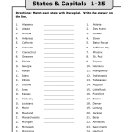 Name States Capitals 1 25 Directions Match Each State With