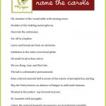 Name The Carols A Holiday Game Printable  From First Letter Of Christmas Carols Worksheet