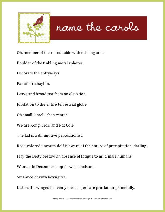 Name The Carols A Holiday Game Printable 