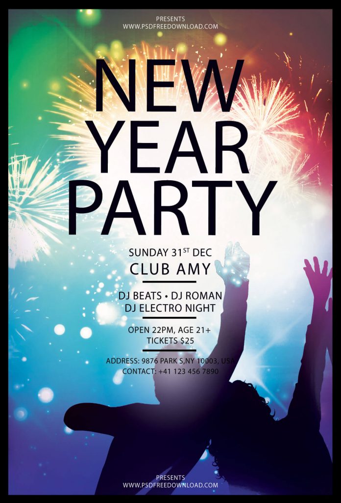 New Year Party Flyer Free Template Psd PSD Free Download