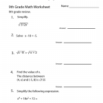 Ninth Grade Math Practice Worksheet Worksheets Worksheets