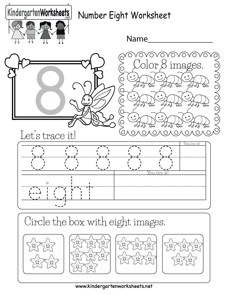 Number Eight Worksheet Free Kindergarten Math Worksheet 
