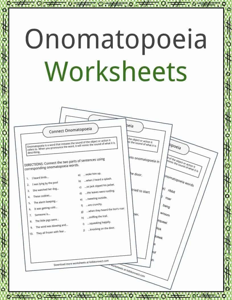 Onomatopoeia Examples Definition And Worksheets KidsKonnect