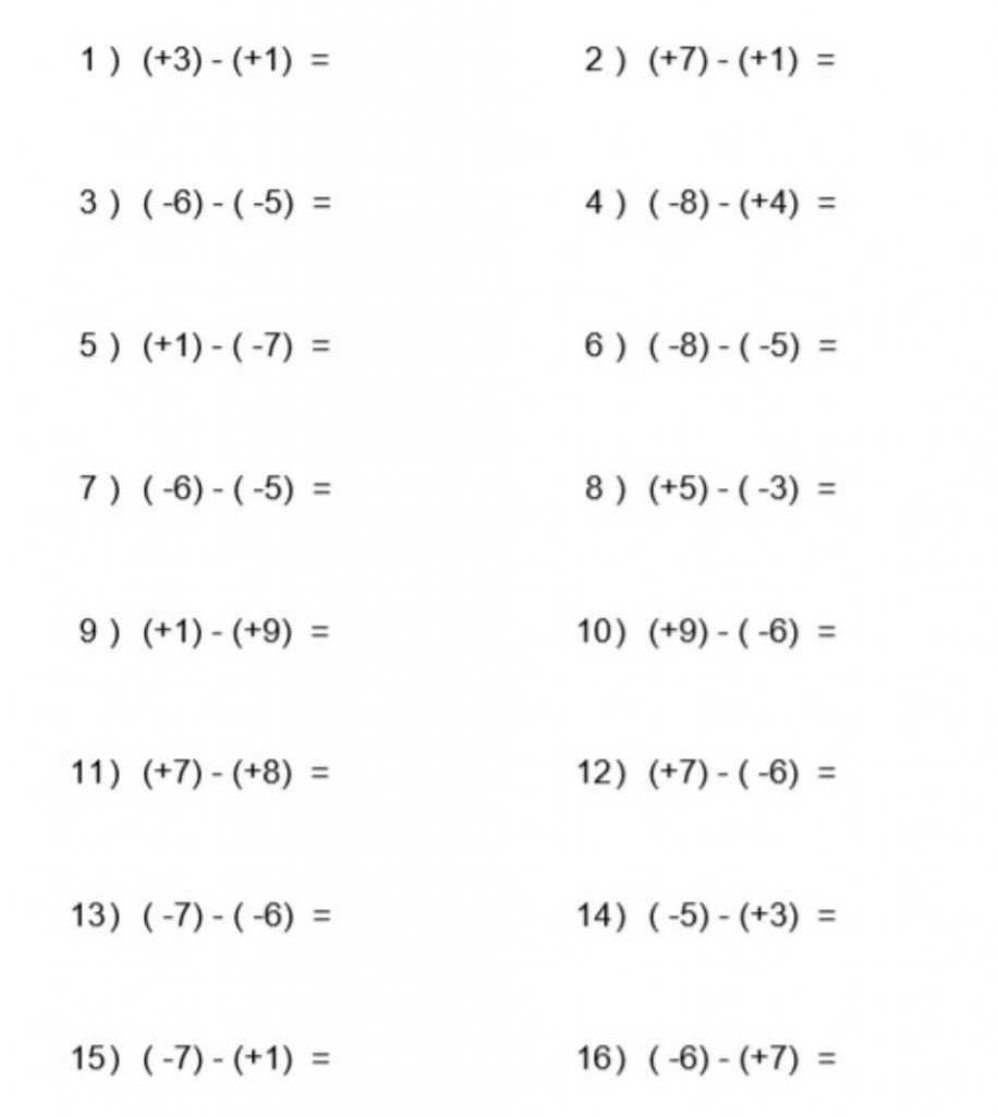 Order Of Operations PEDMAS With Integers 1 Worksheet