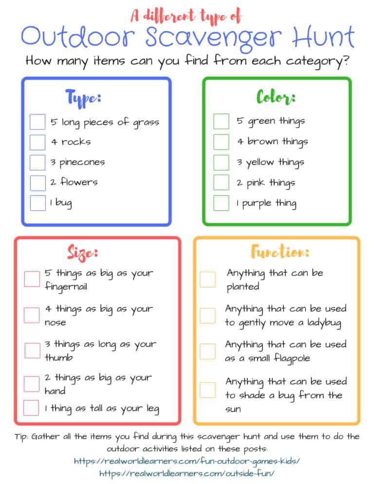 Outdoor Scavenger Hunt Printable Homeschool Printables 
