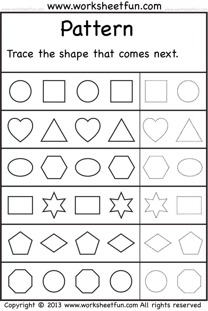 Patterns Trace The Shape That Comes Next 2 Worksheets