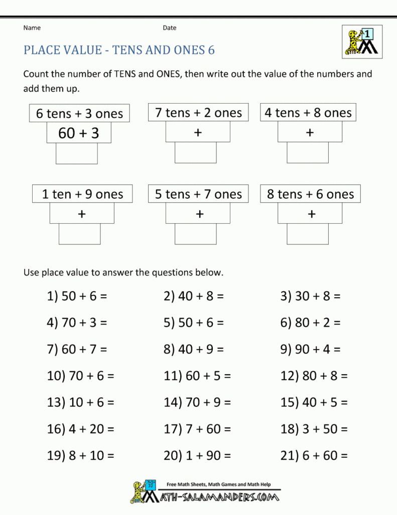 Place Value First Grade Worksheets Db Excel