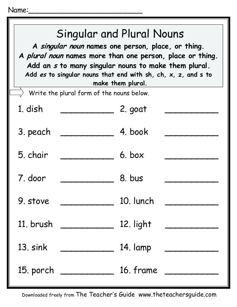 Plural Noun Worksheet Free Singular And Plural Worksheets 
