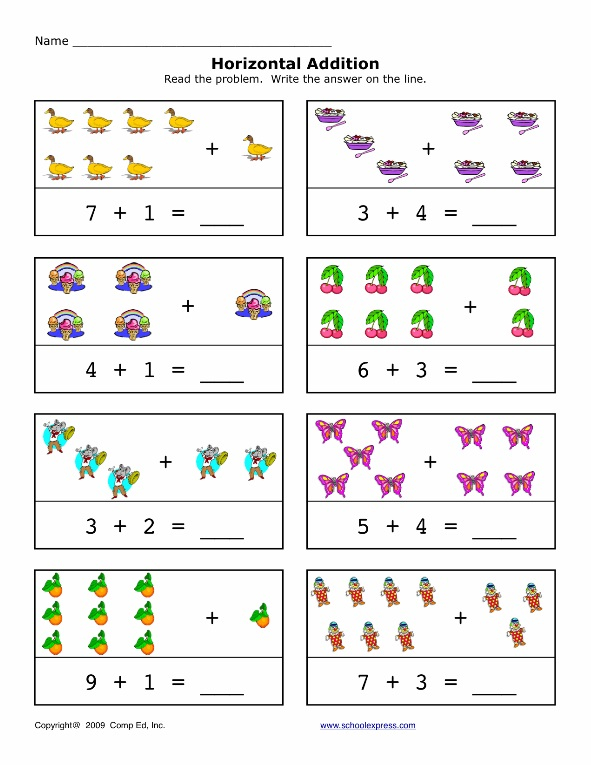 Preschool Horizontal Addition Worksheet Preschool Crafts