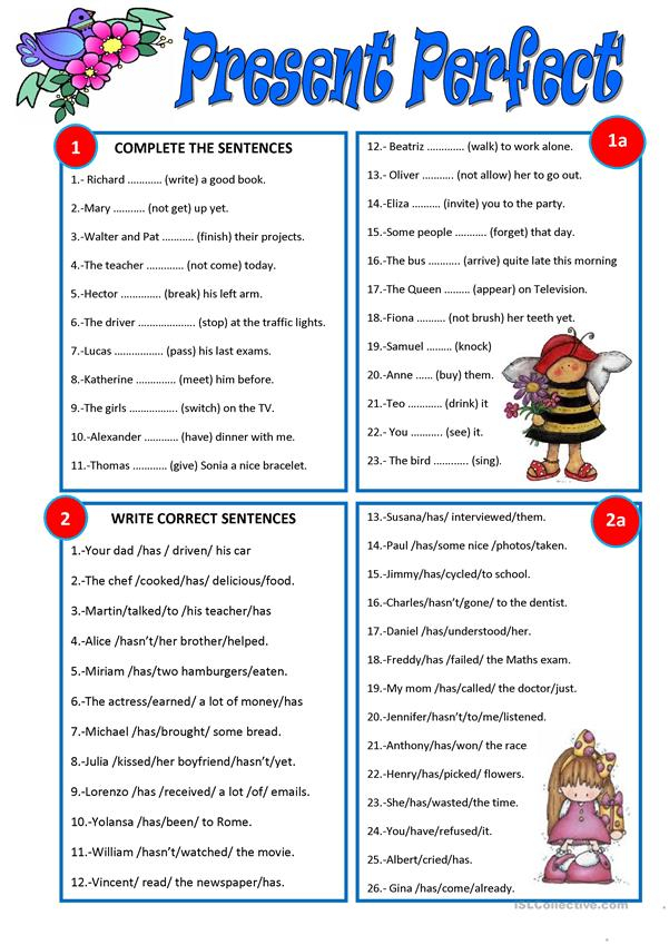 PRESENT PERFECT English ESL Worksheets For Distance 