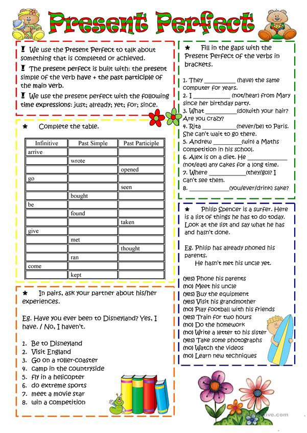 Present Perfect Worksheet Free ESL Printable Worksheets 
