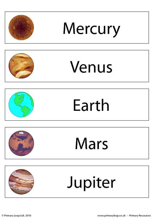 PrimaryLeap Planets Flashcard Set Of 9 Worksheet 