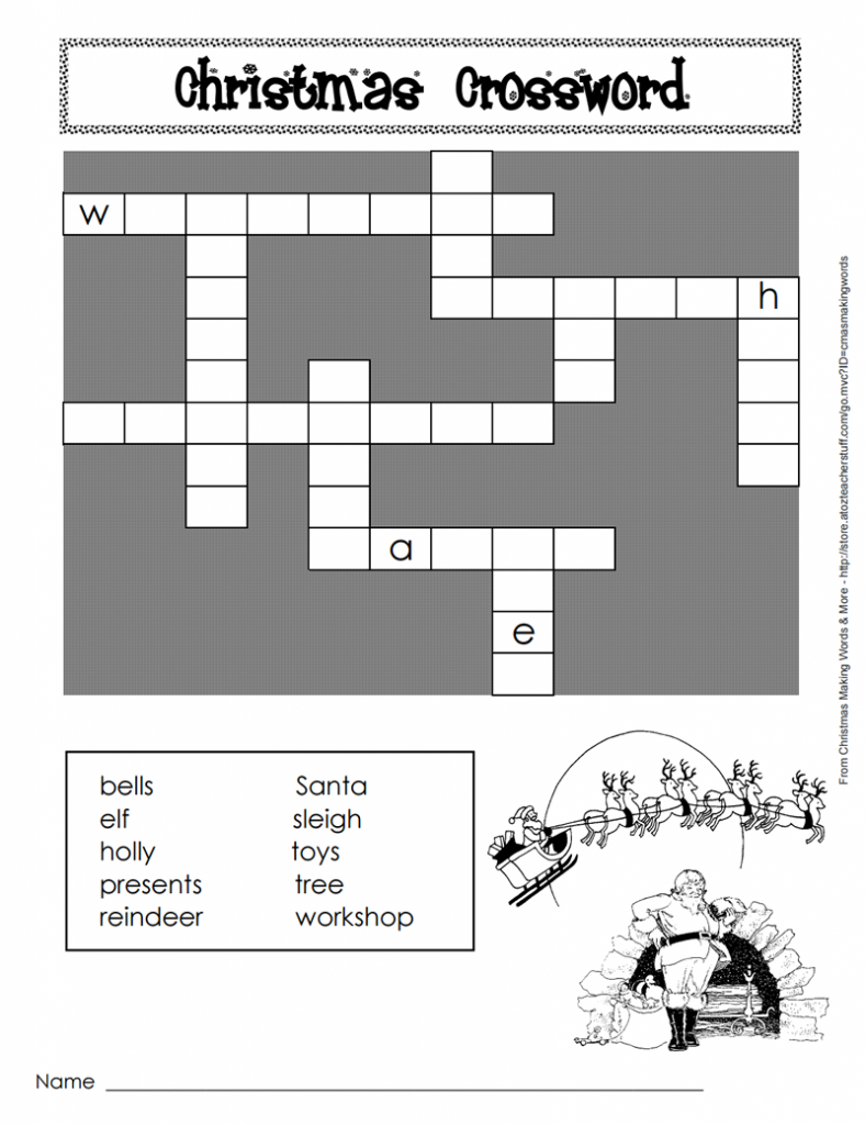 Printable Christmas Crossword Puzzle A To Z Teacher 