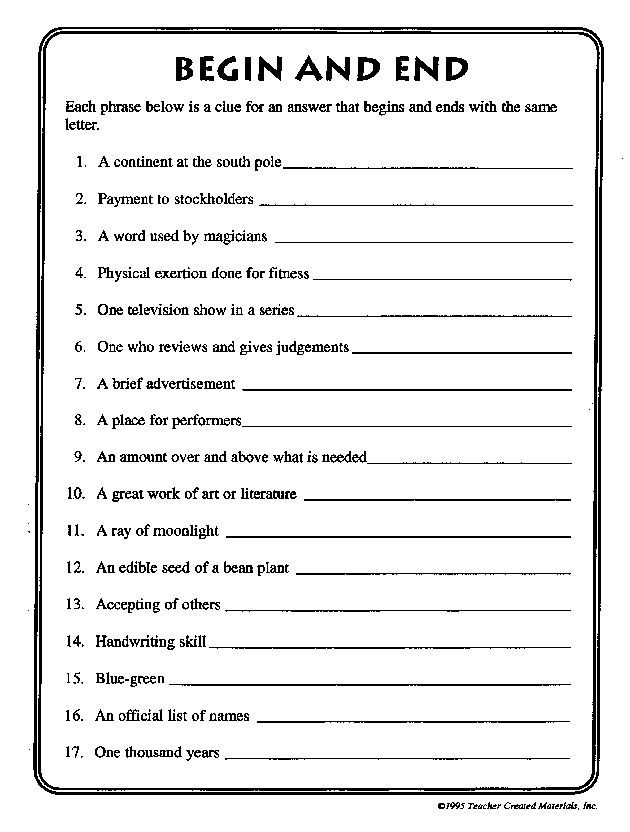 Printable Cognitive Activities For Adults 