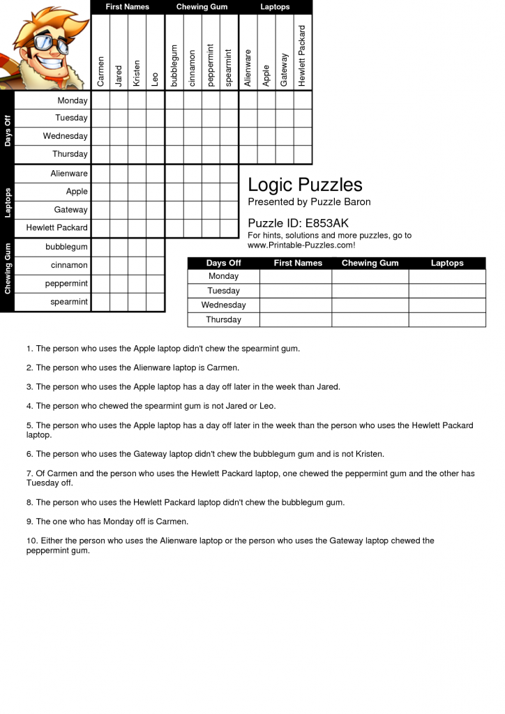 Printable Logic Puzzles Logic Puzzles Printable