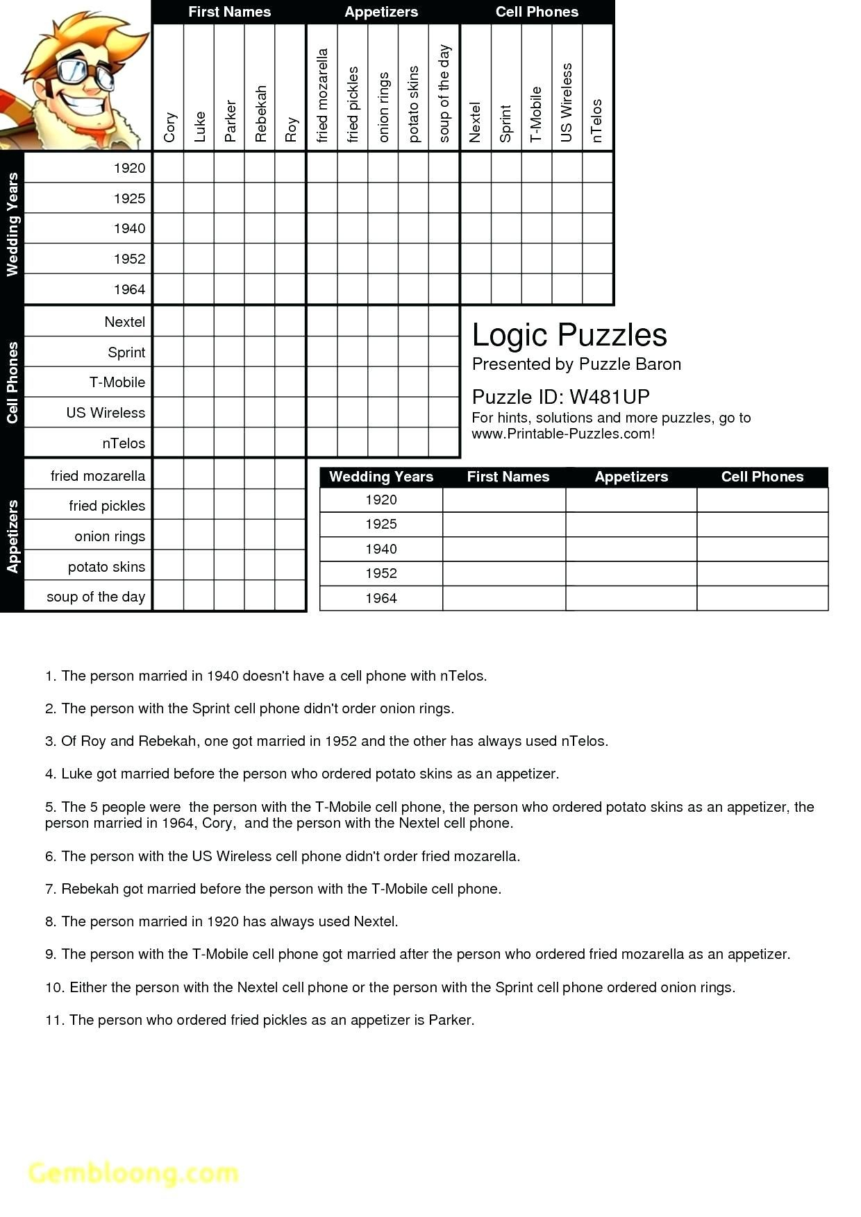 Printable Puzzles Baron In 2021 Grid Logic Puzzles 