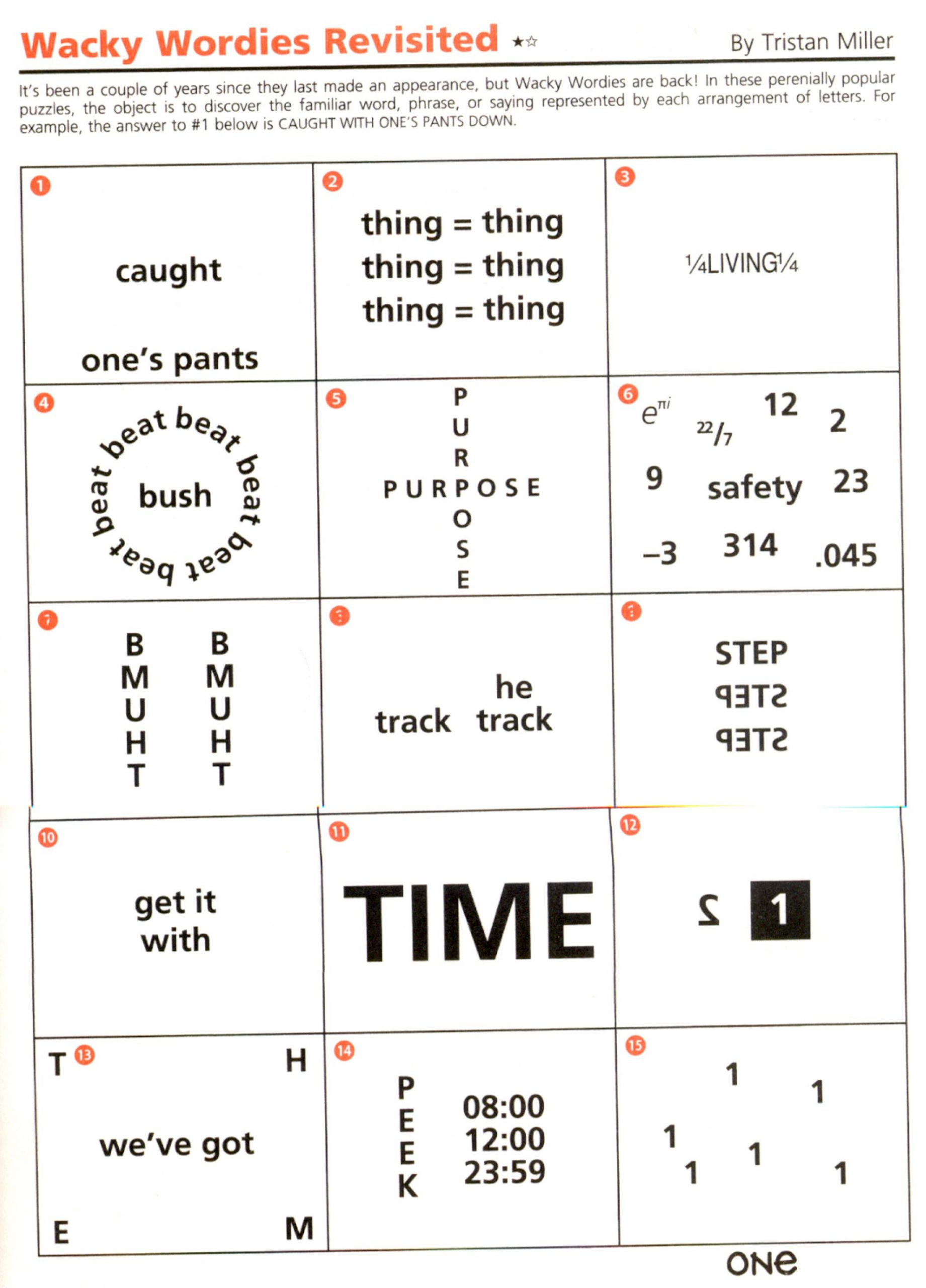 Printable Rebus Brain Teasers Wackie Wor S 92 Education