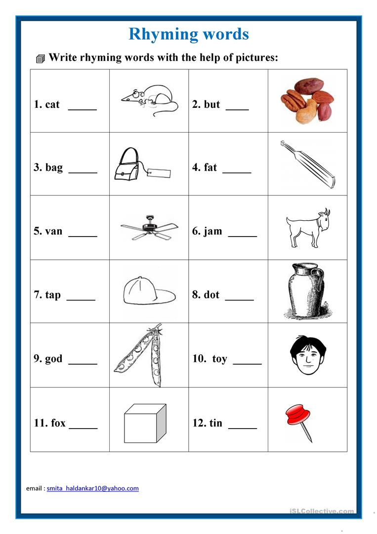 Rhyming Words Worksheet Free ESL Printable Worksheets 