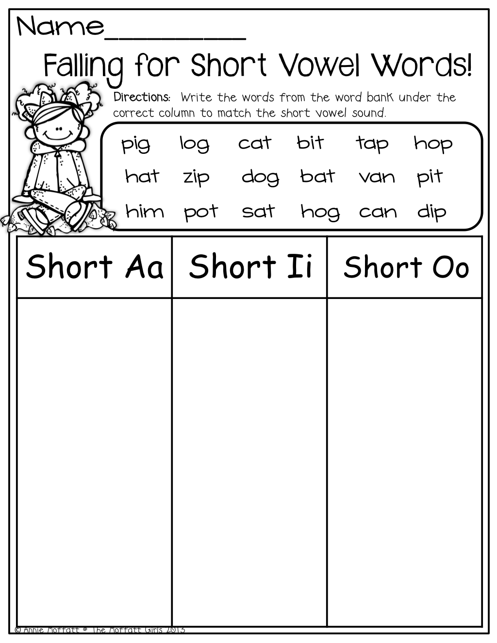 Short Vowel Word Sort Short Vowel Words Phonics Word Sorts