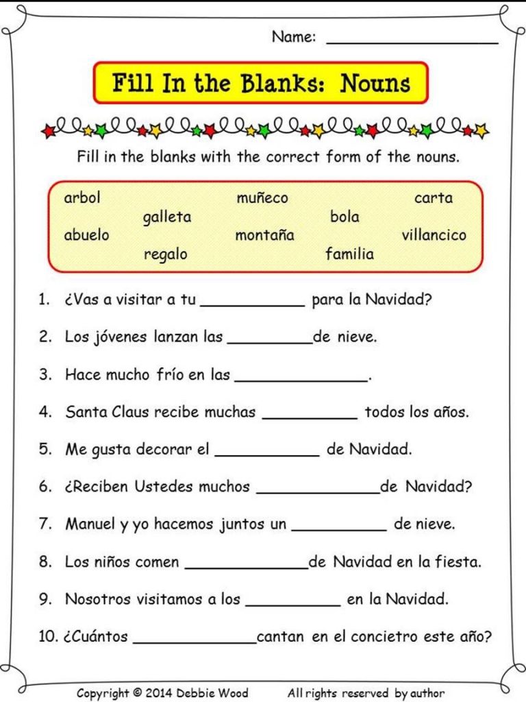 Spanish Christmas Activities Spanish Nouns And Verbs 