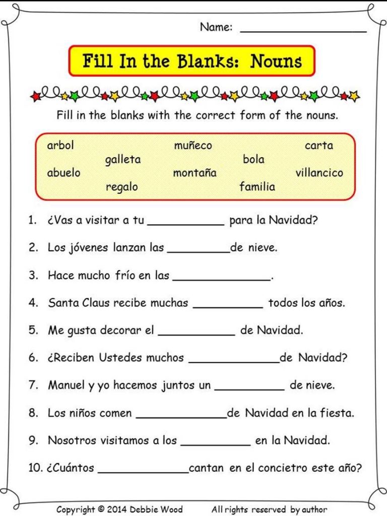 Spanish Christmas Activities Spanish Nouns And Verbs