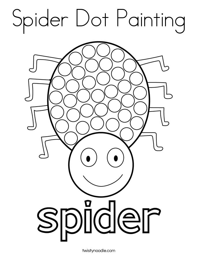 Spider Dot Painting Coloring Page Halloween Preschool 