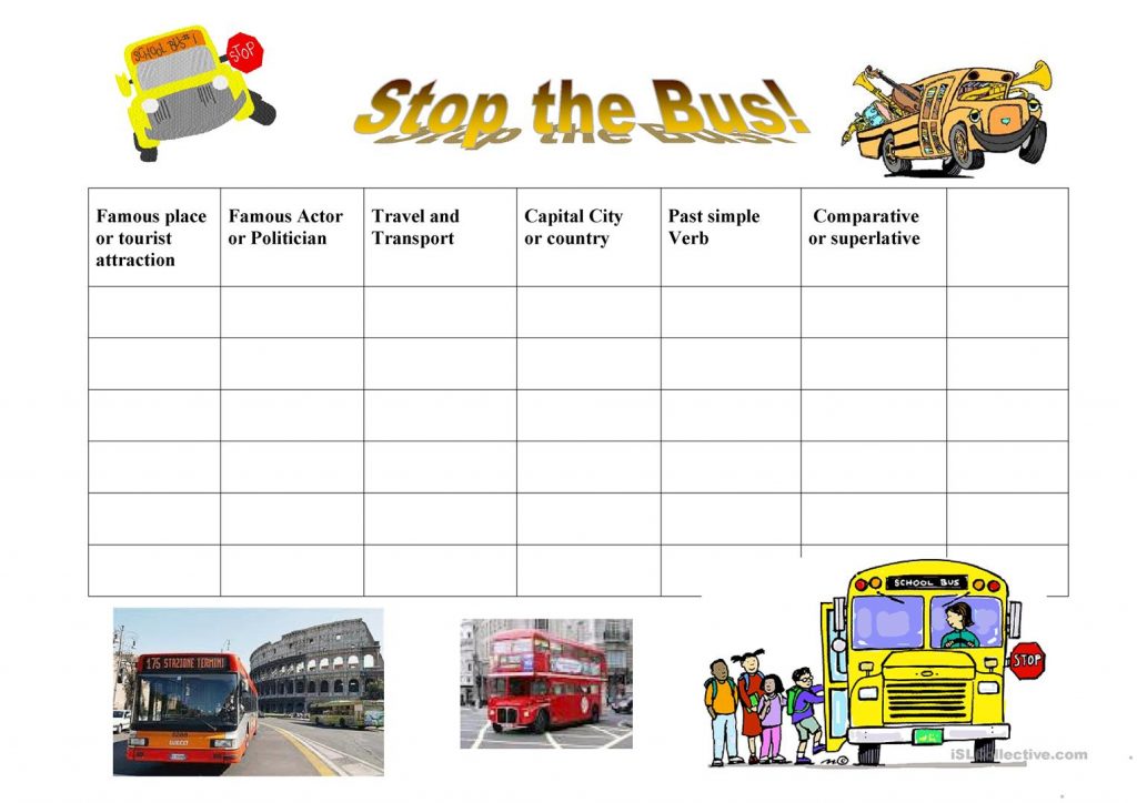 Stop The Bus Worksheet Free ESL Printable Worksheets